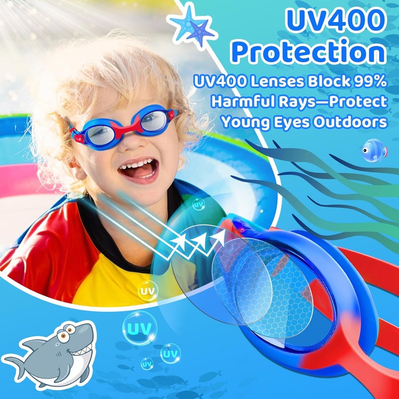 Vvinca Kids Swim Goggles with Fabric Strap No Tangle Pain-Free, Anti-Fog Swimming Pool Goggle No Leak for Toddlers Girls Boys - Image 4